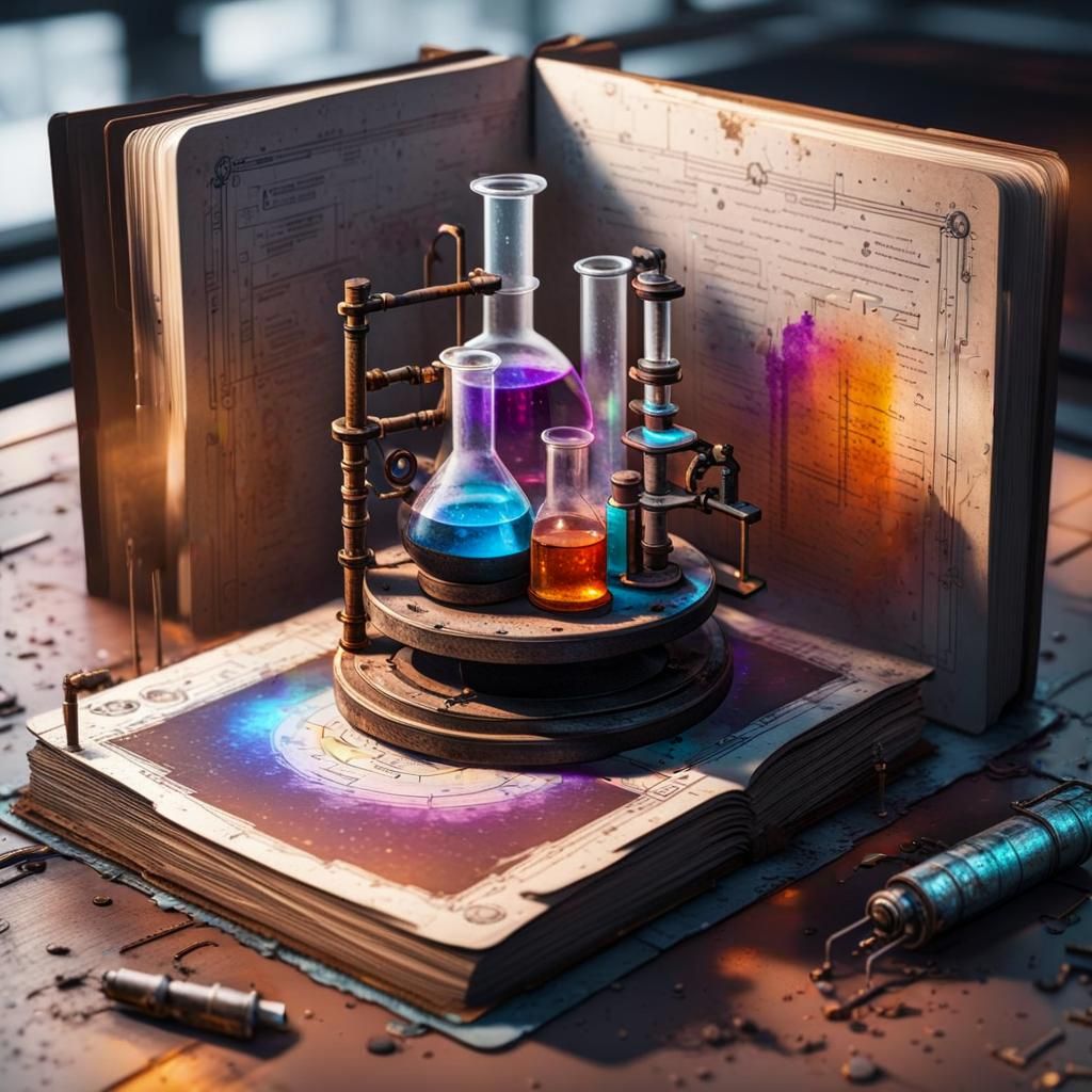 Cyberpunk Chemistry Book with Apparatus