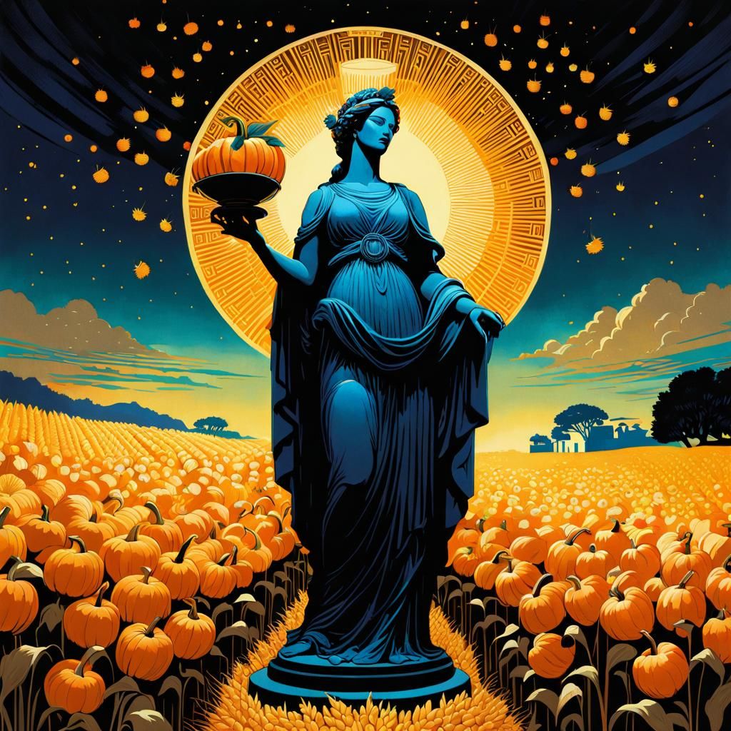 UV Painting of Demeter with Cornucopia