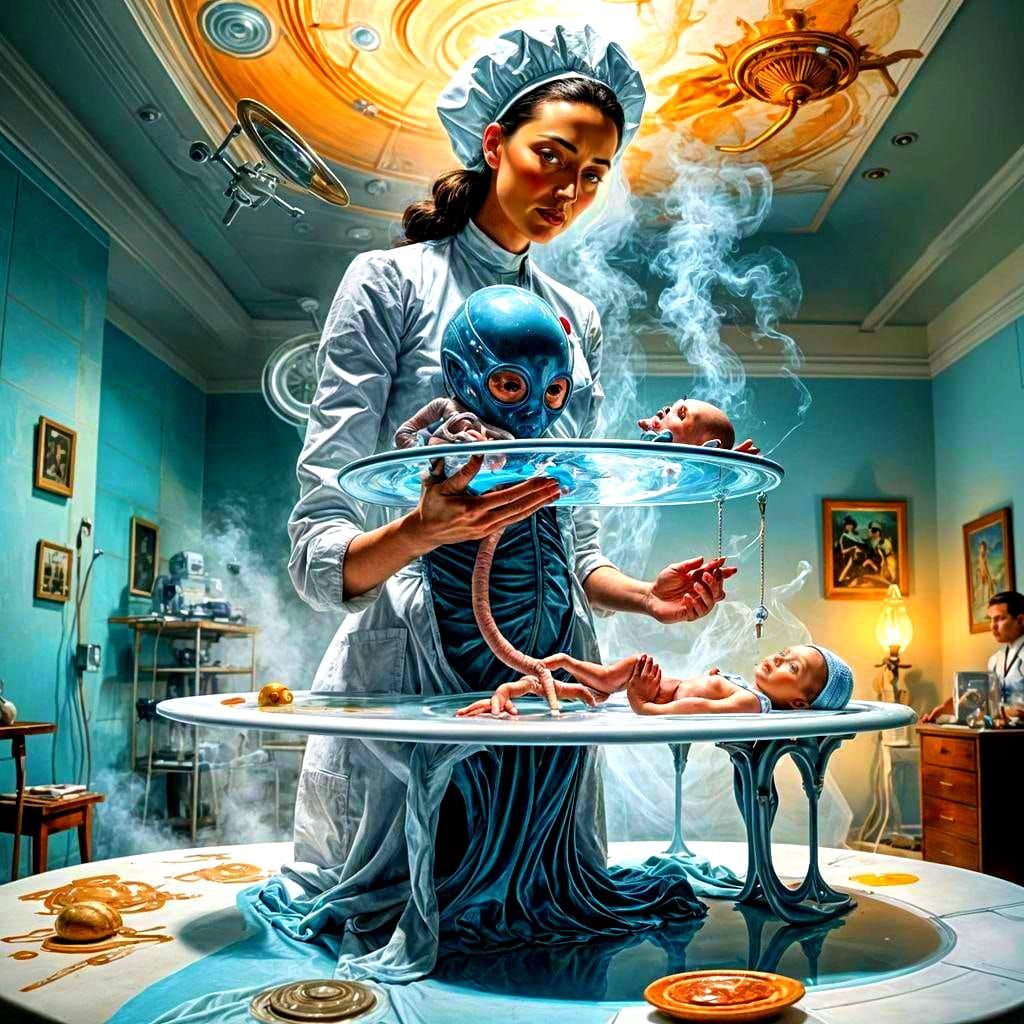 Alien midwife at work…
