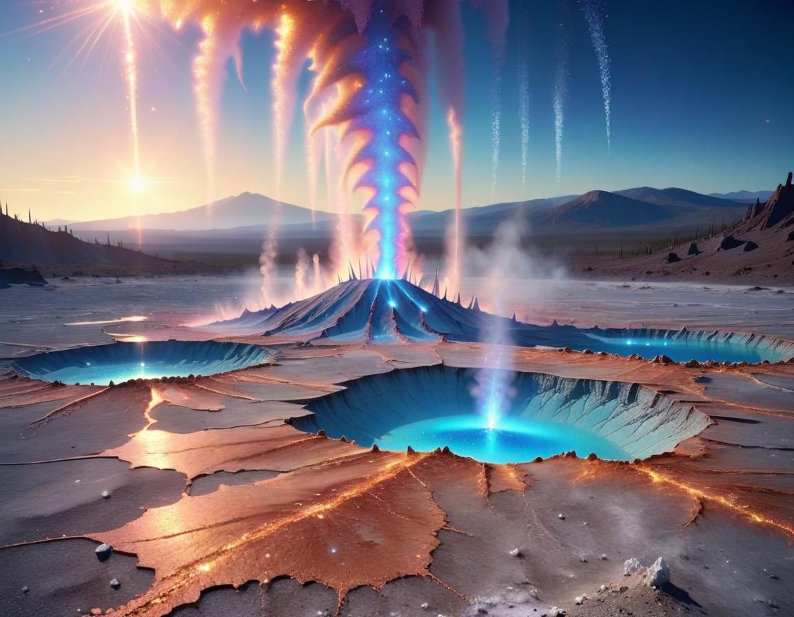 Crystalline Alien Landscape with Glowing Fissures