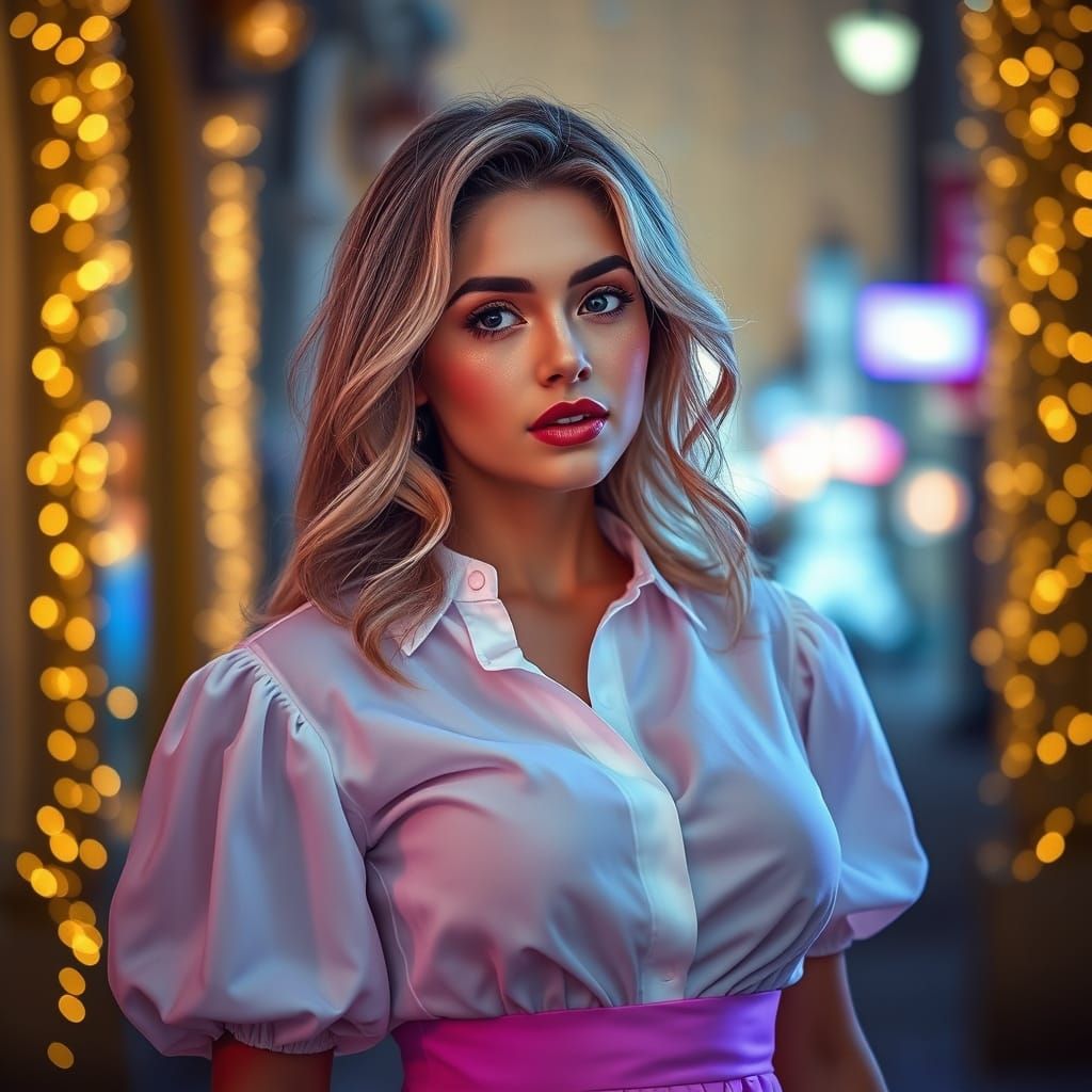 Stunning French Women in Bubbly Cheek Makeup with Golden Acc...