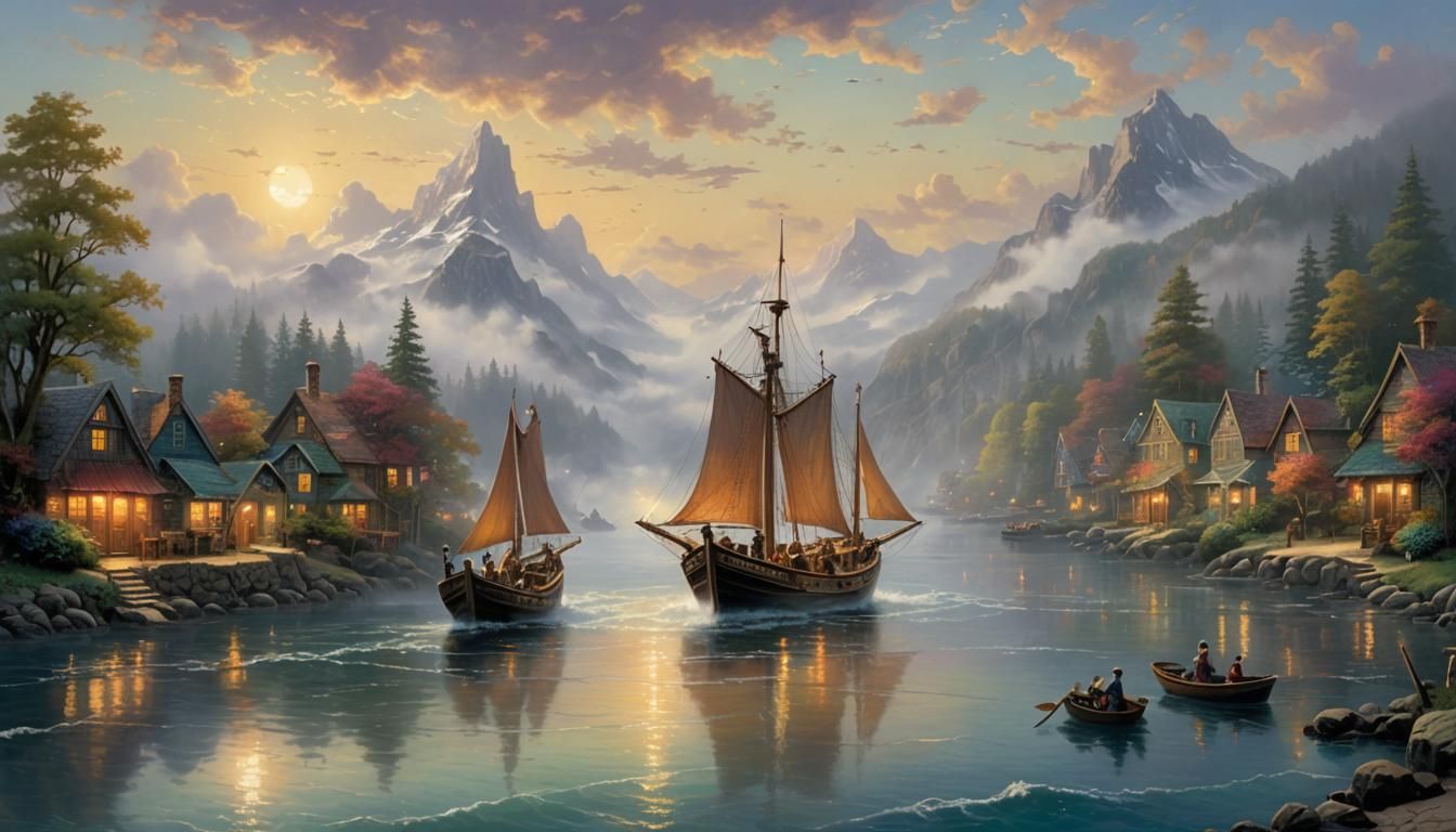 Fisherman's Boat in Ethereal Fantasy Style