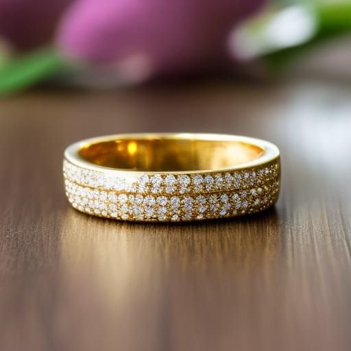 Golden Ring with Elvish Inscription on Wood