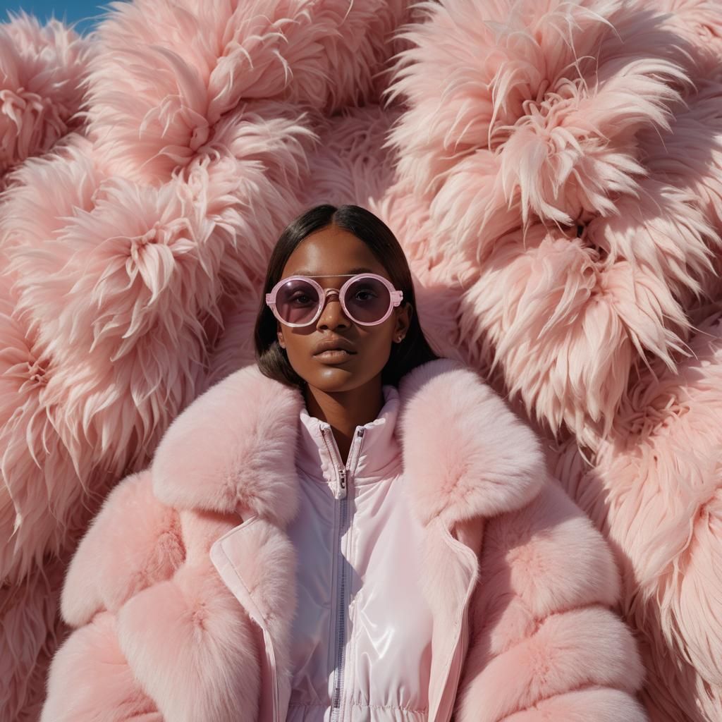 Fashion Shoot with Pink Fur Sunglasses
