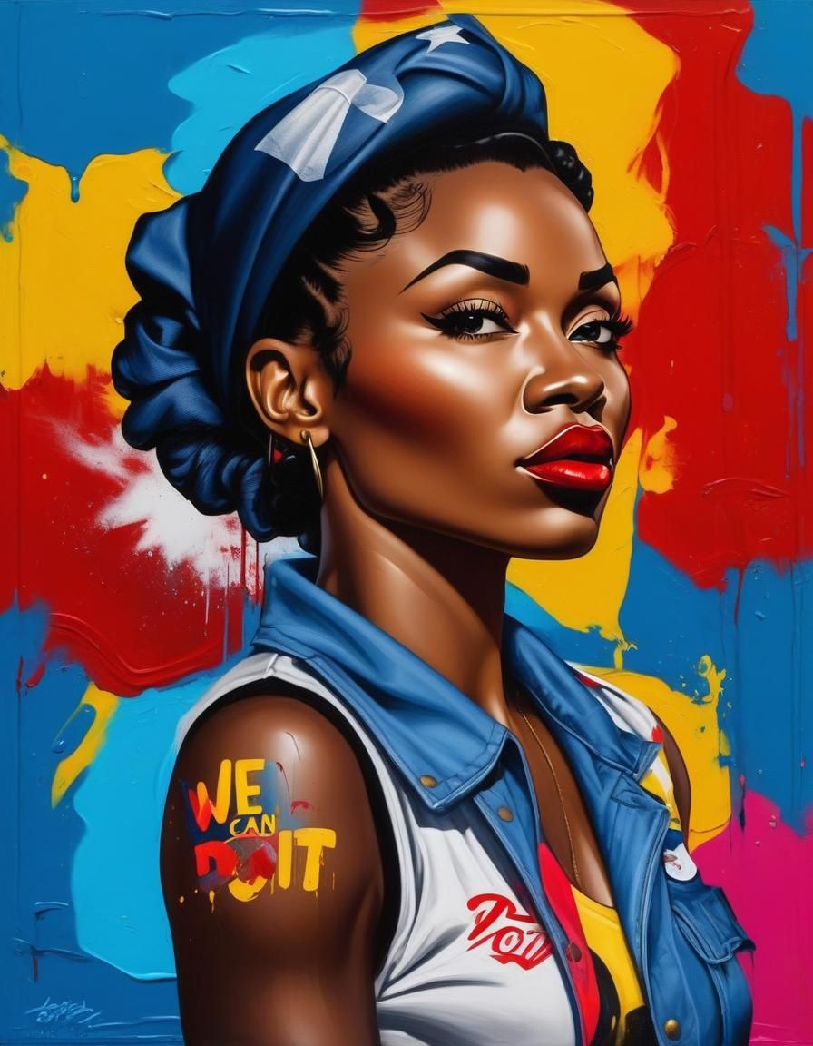 Melanated Rosie the Riveter Graffiti Art