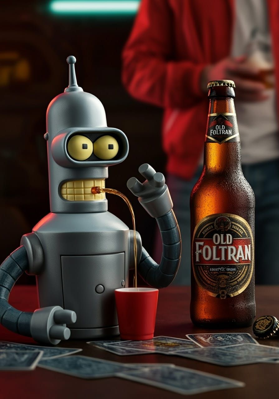 Bender Novelty character metallic decanter with alcohol dispenser pouring booze in red cup.