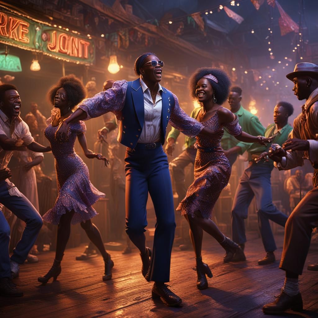 1990s Juke Joint Party: Detailed Matte Painting