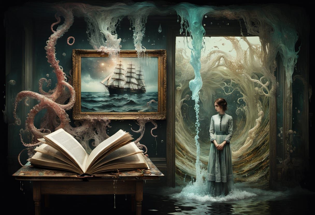 Surreal Cosmic Horror in Mixed Media Style