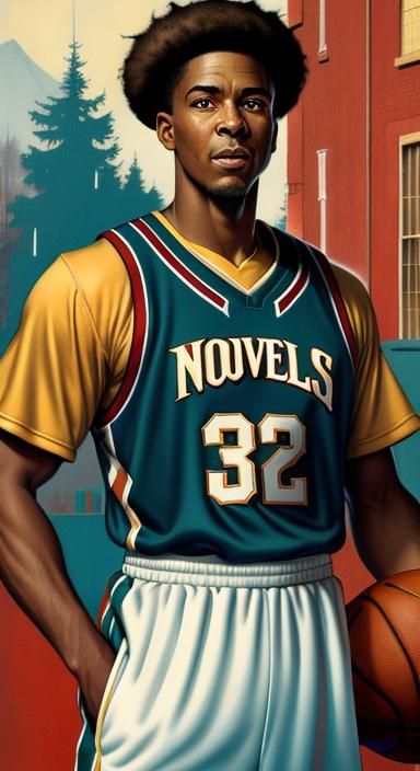 Basketball Player in Vintage Illustration Style