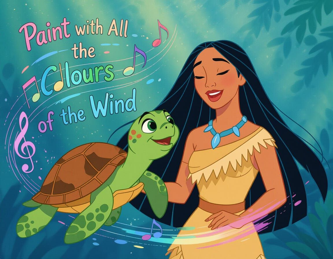 Rainbow Turtle Pocahontas Sings in Disney Style