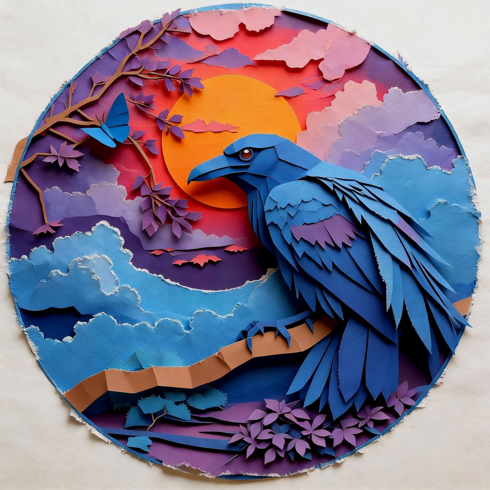 Raven King Paper Collage Art