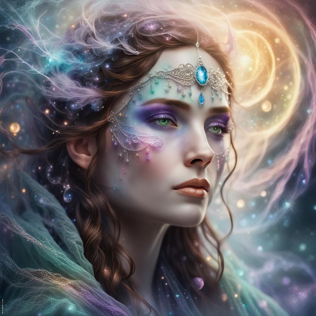 Mystical Sorceress Portrait in Ethereal Fantasy Style