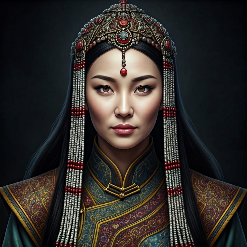 Mongol Goddess Hoelun in Traditional Attire