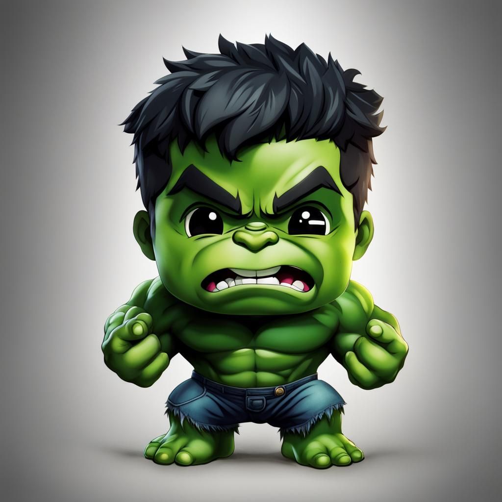Adorable Chibi Hulk with Realistic Detail