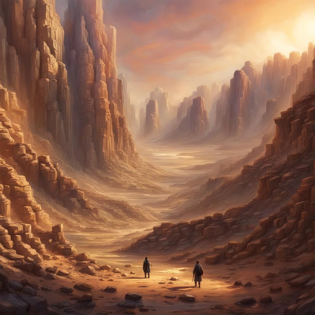 Post-Apocalyptic Desert Canyon in Hyperrealistic Style