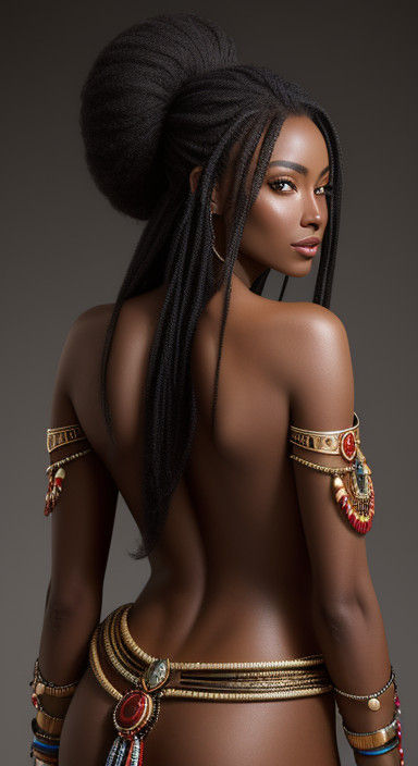 Glamorous Maasai Woman with Flowing Hair Looks Back