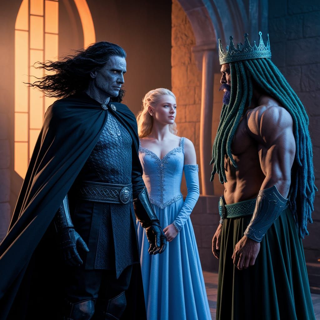 Dark Knight in Black Cloak Surrounded by Mysterious Figures ...