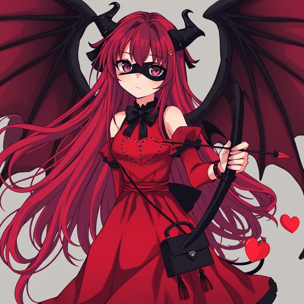 Dark Goddess of Broken Hearts in Vibrant Anime Style