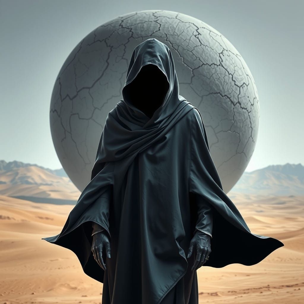 Mysterious Figure in Futuristic Robes