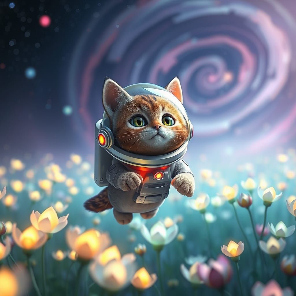 Anthropomorphic Cat Explorer on Alien Planet