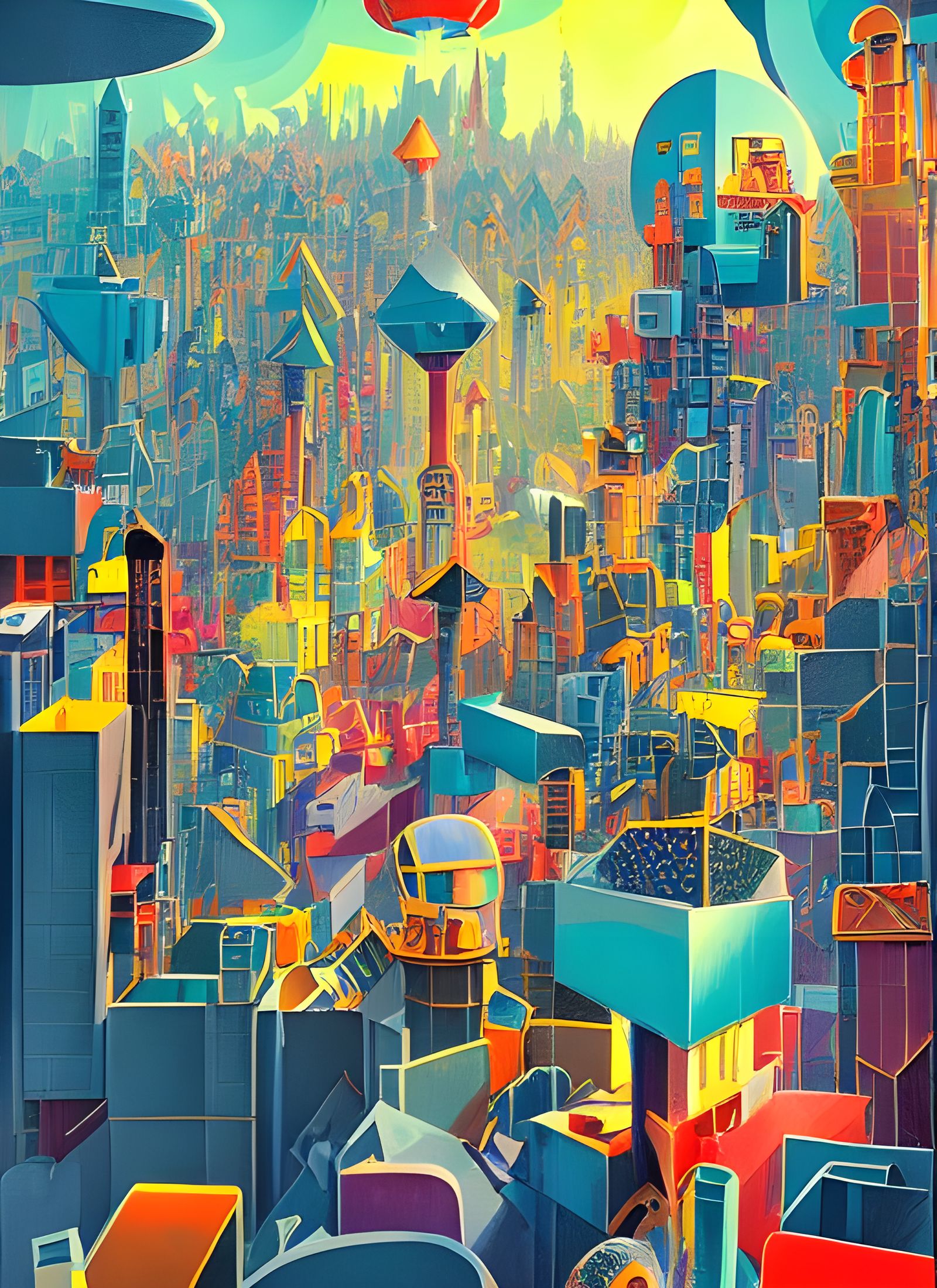 Isometric Cityscape in Pop Art Style