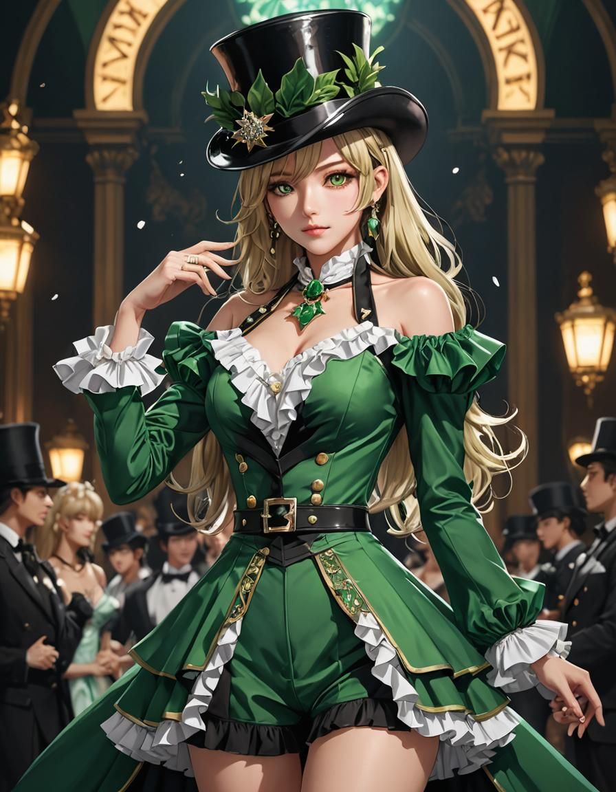 Green Ringmaster Suit in 3D Anime Art Style