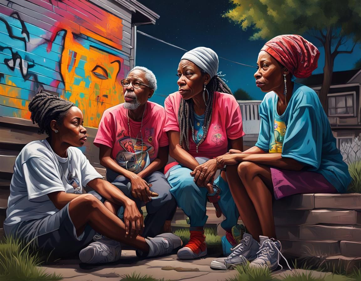 Griot Storytellers Under the Stars in Graffiti Art