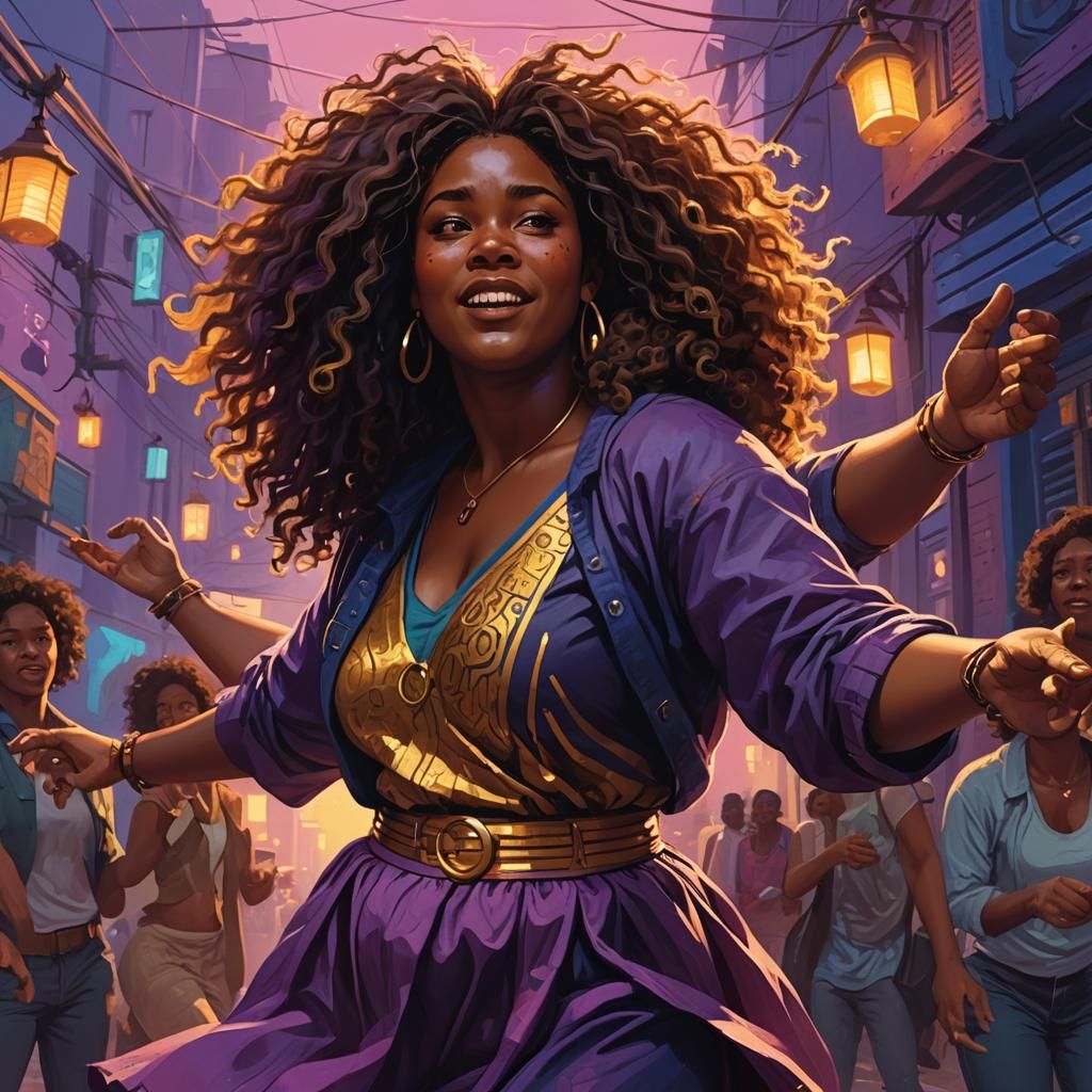 Caribbean Woman's Spiritual Awakening: Vibrant Fantasy Art