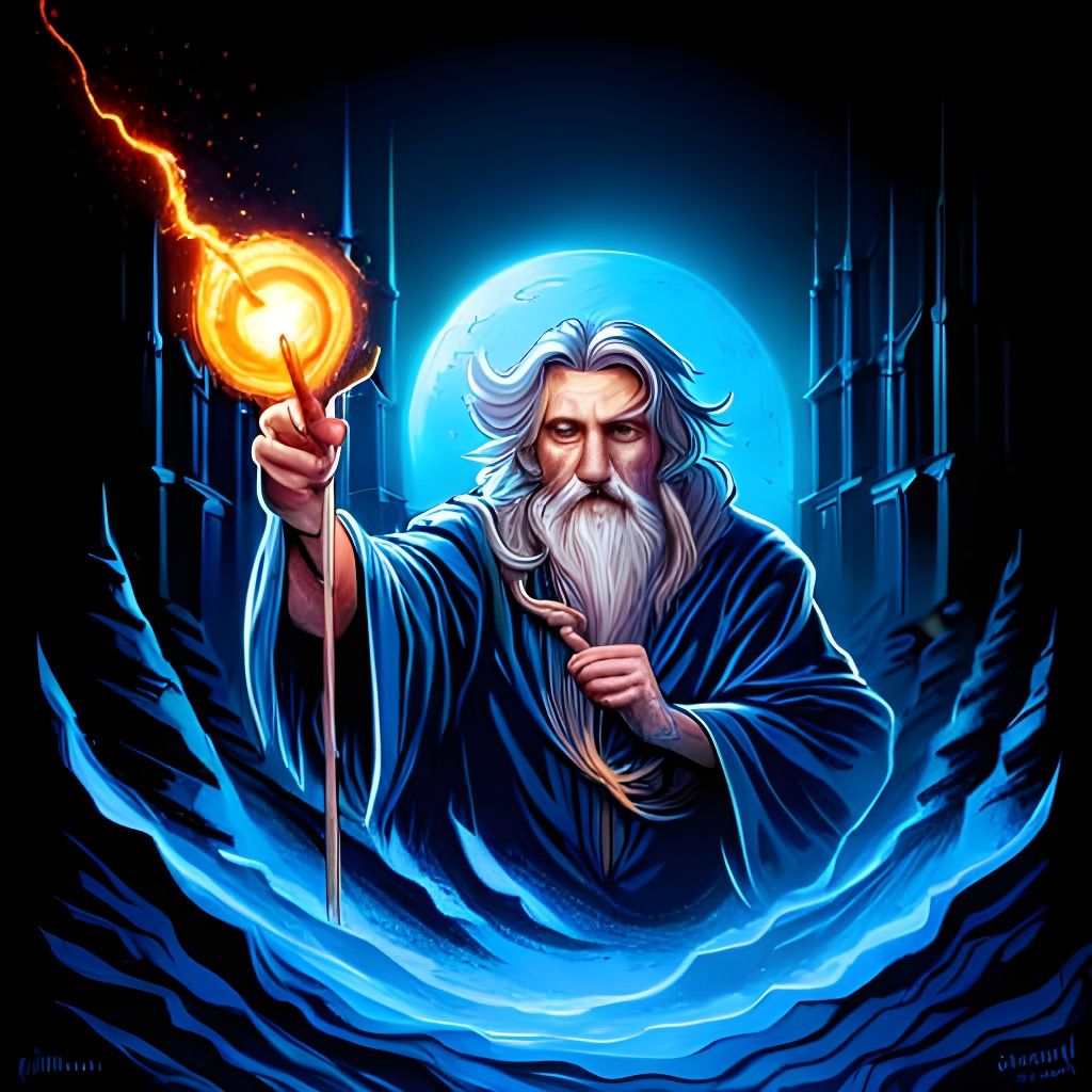 Enchanted Wizard with Luminous Sparkles, Dark Fantasy Art