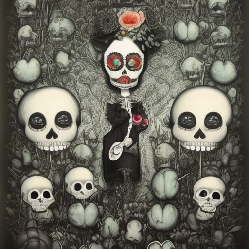 Day of the Dead Watercolor Storybook Illustration