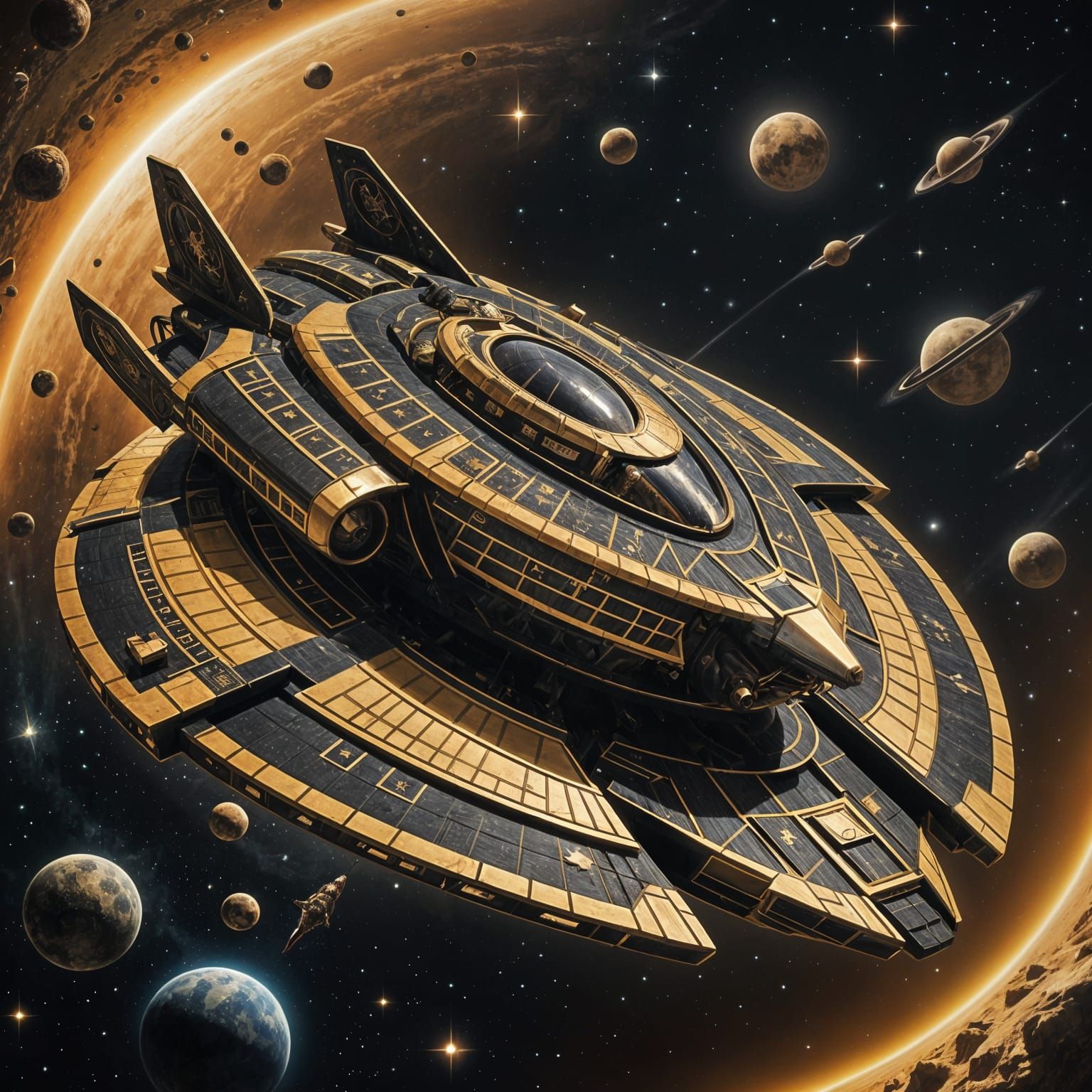 Egyptian Inspired Intergalactic Spaceship Design