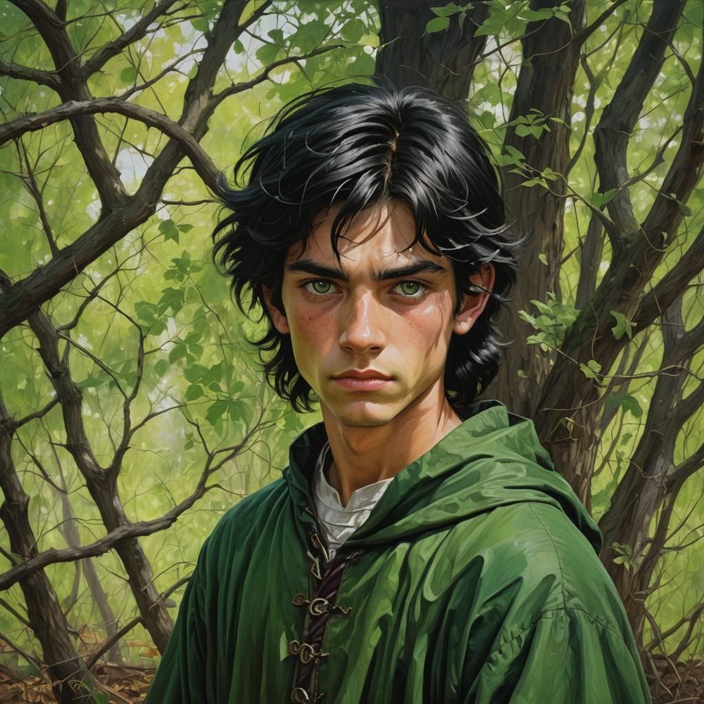 Sixteen Year Old Witch in Oil Painting Style