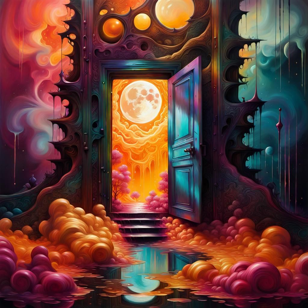 Dreamy Graffiti Art with Fractal Moonlight