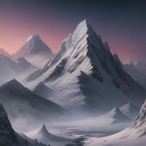 Snowy Mountains in Detailed Matte Painting Style