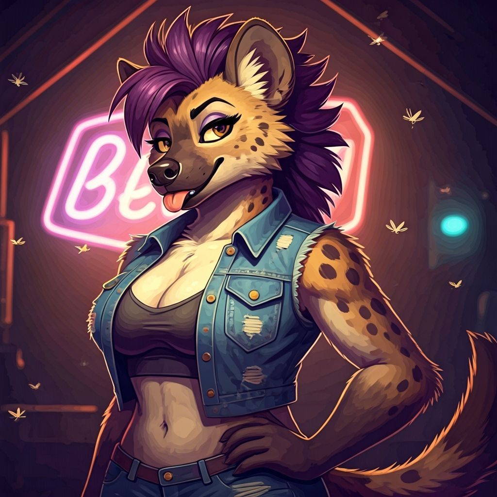 Cartoon Hyena in Grungy, Exaggerated Style