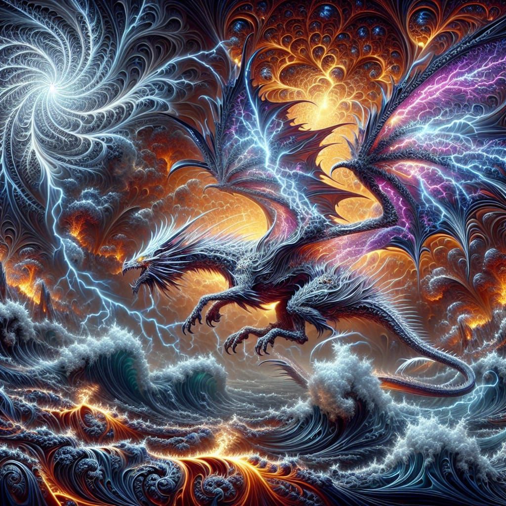 Maxfield Parrish inspired extreme dragon