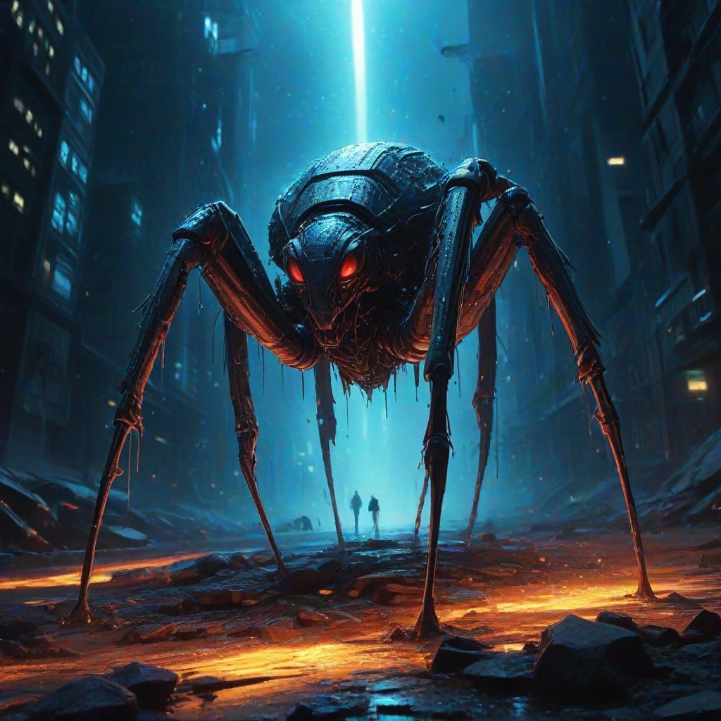 Diamond-Encrusted Ant on Crystalline Peak in Nebula Sky