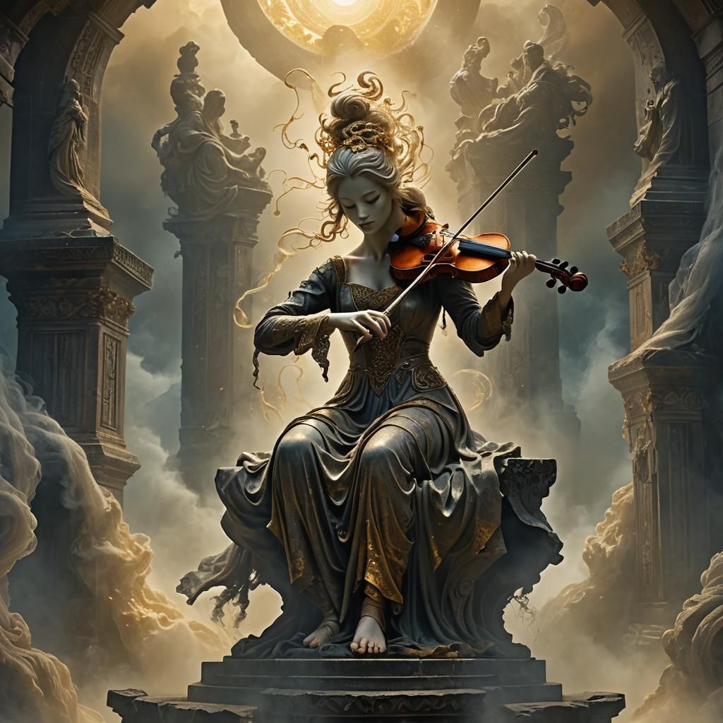 Mystical Violinist in Dark Fantasy Realm