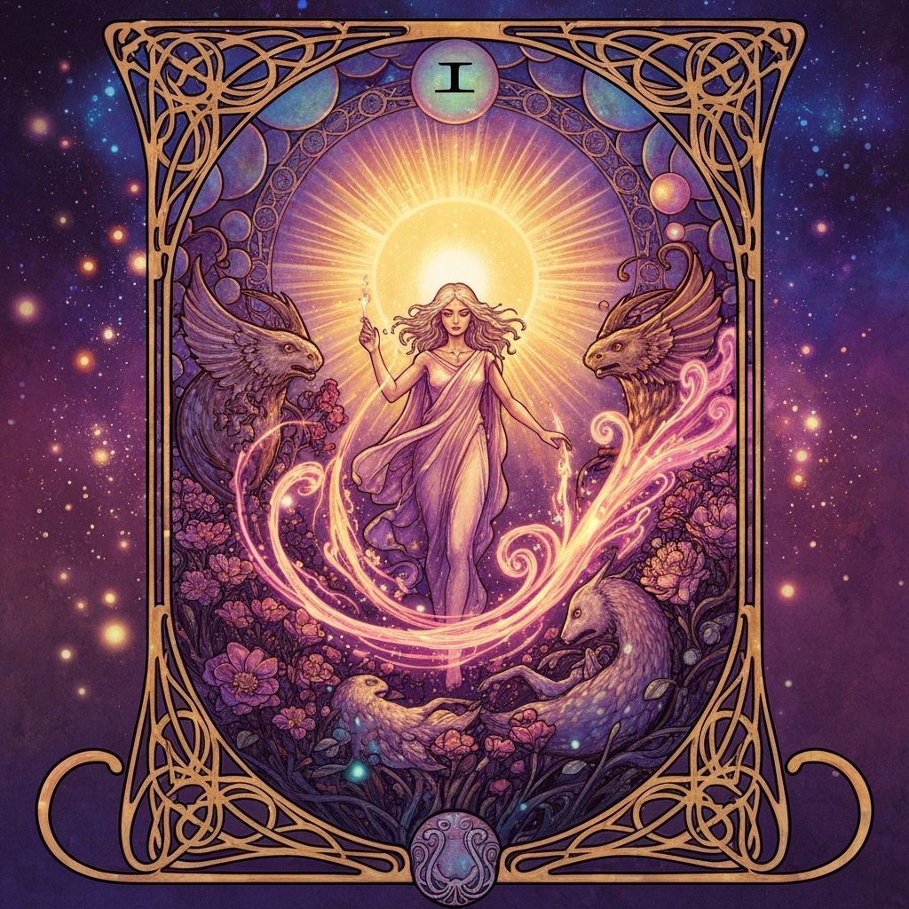 Mystical Tarot Card of Boundless Creativity in Art Nouveau S...
