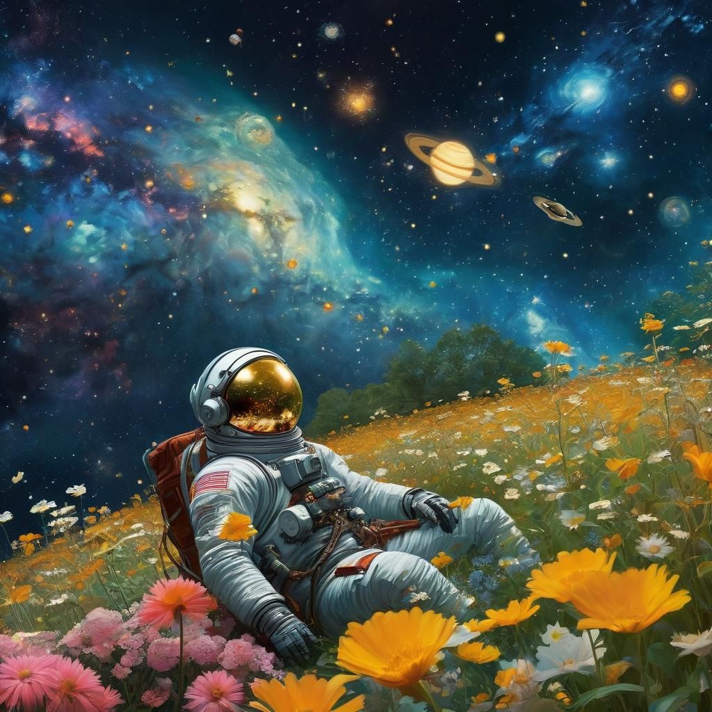 Astronaut Floating in Galaxy: Digital Art