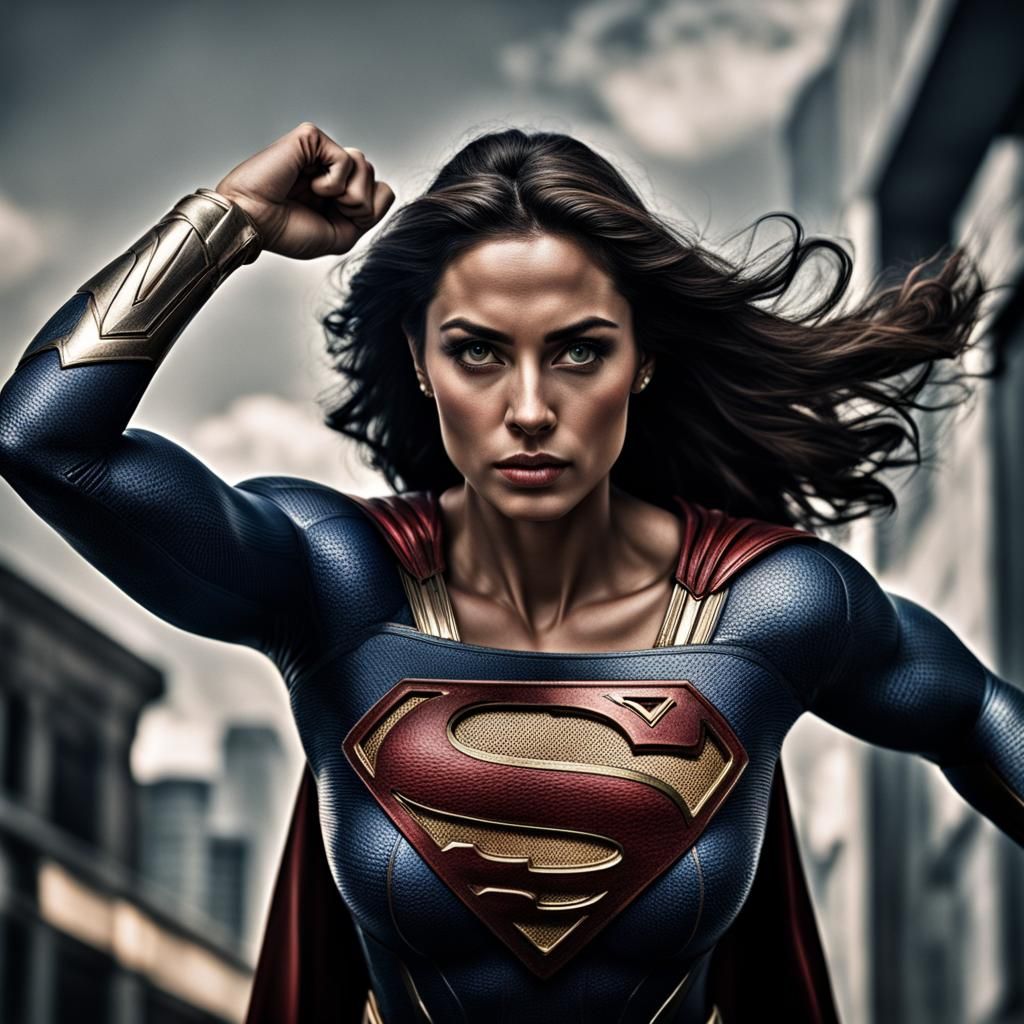 Hyperrealistic Superwoman in Cinematic Style
