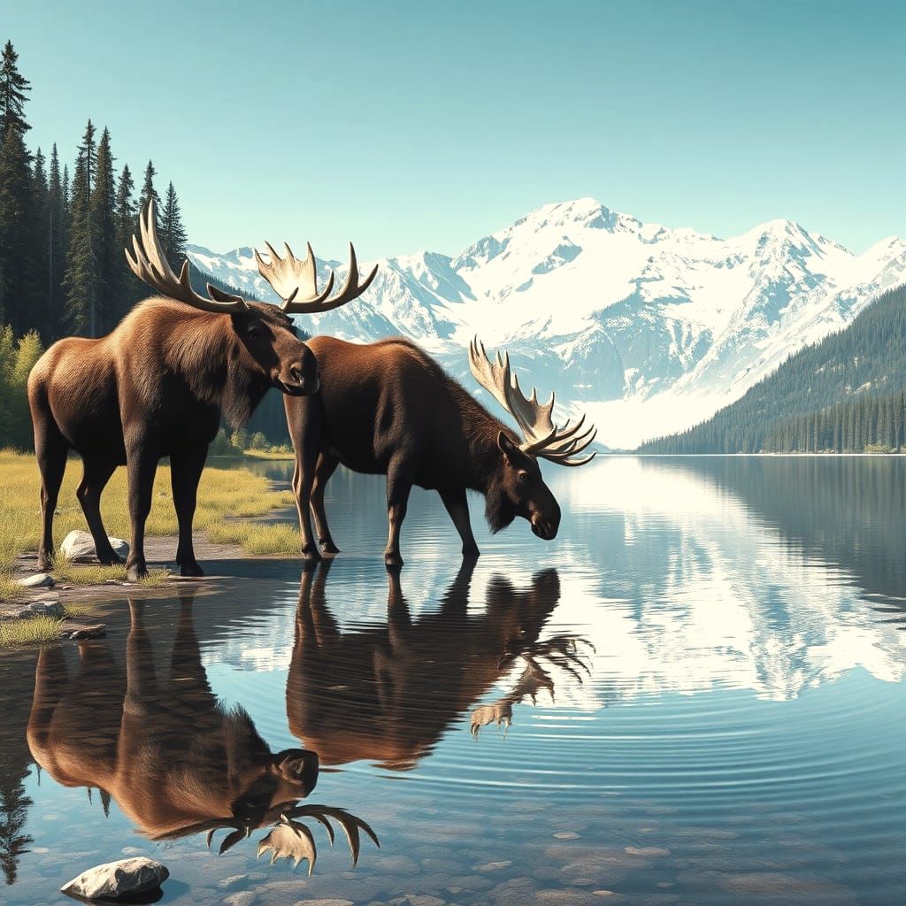 Majestic Moose in Alaskan Splendor