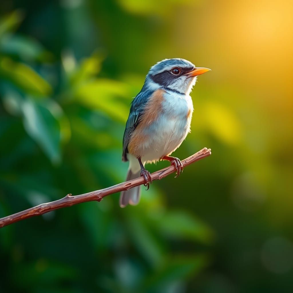 Exquisite Bird on Branch in Naturalist Style