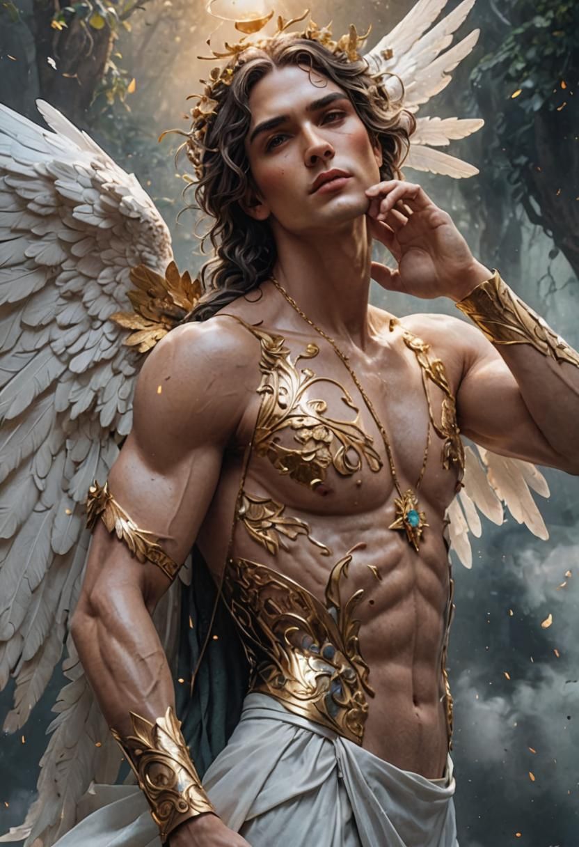 Androgynous Angel: Detailed Matte Painting