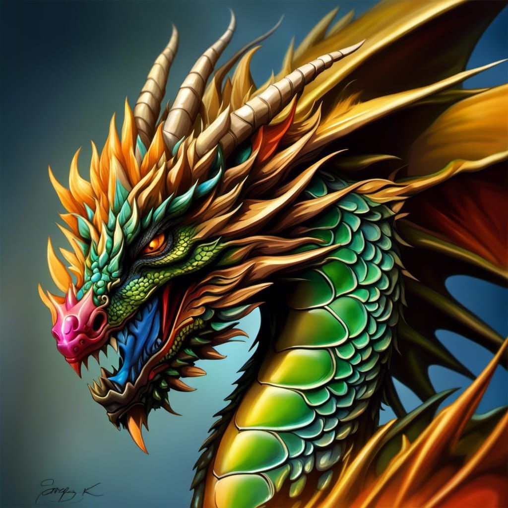 Hyperrealistic Dragon Portrait in Vibrant Colors
