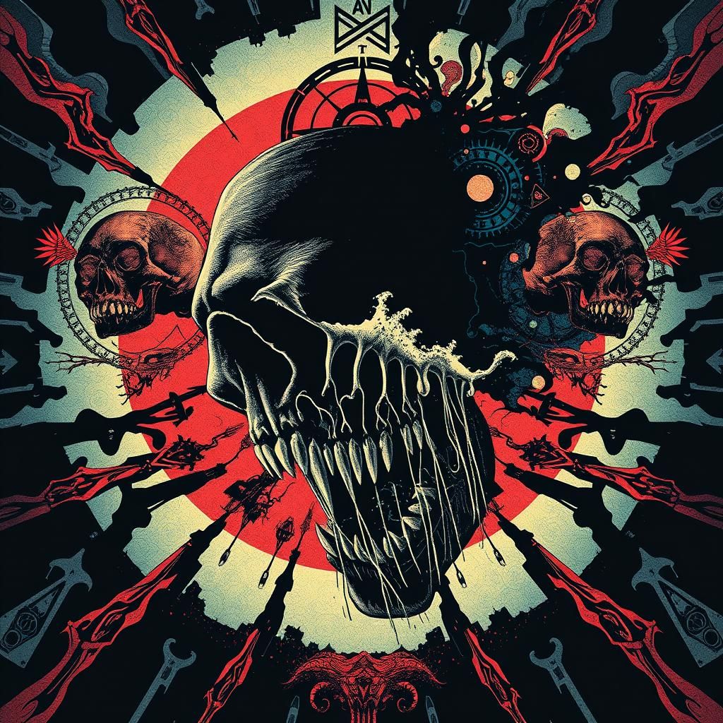 Screaming Face Silhouette in Cosmic Horror Op Art