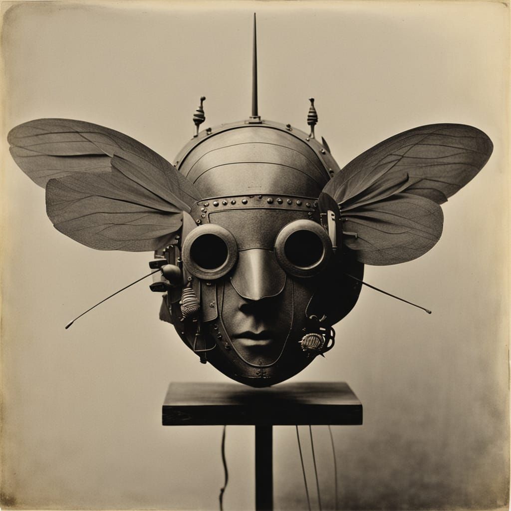 Moth Mask Sculpture in Surrealist Style