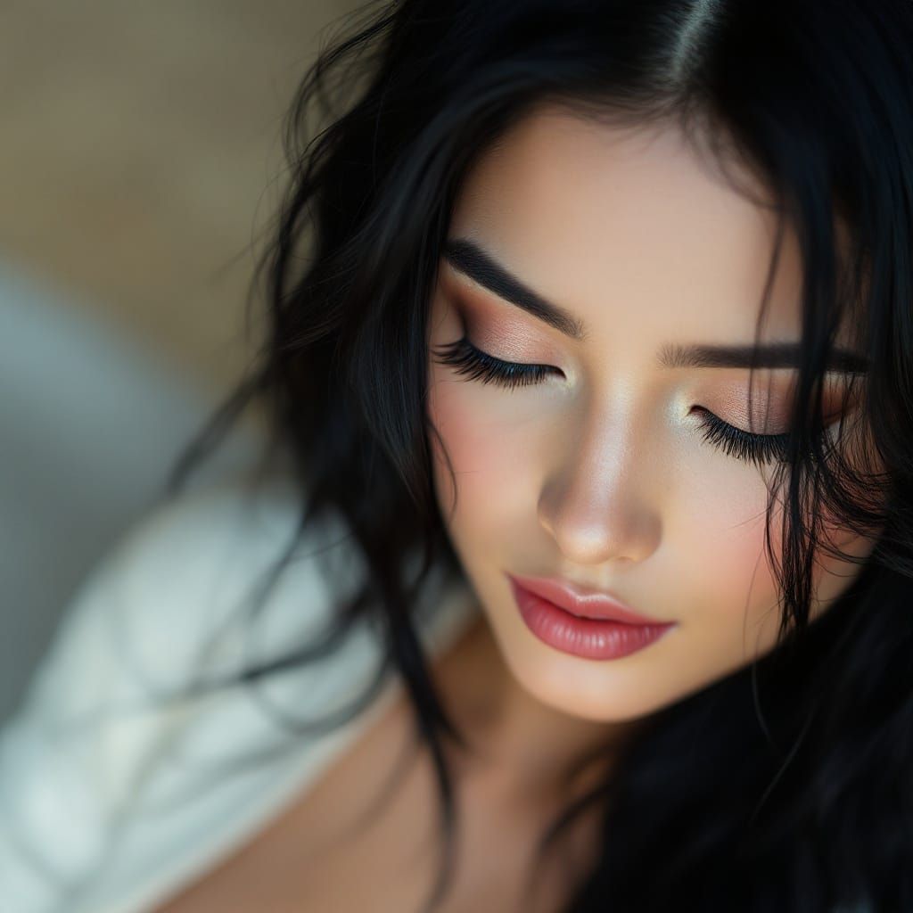 Hyper-Realistic Portrait of a Curvaceous Woman in a Dreamy A...