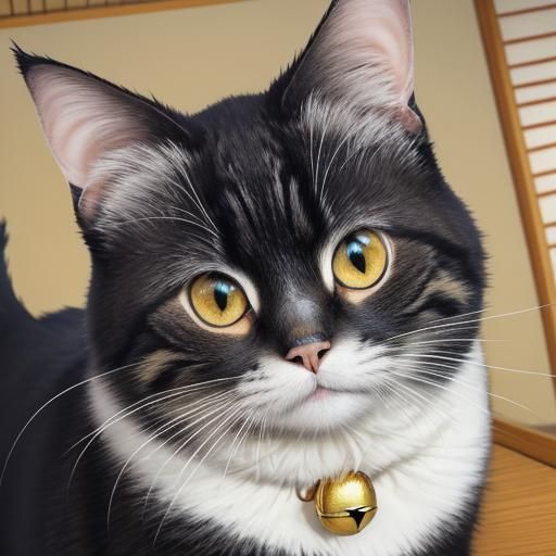 Cute Manga Cat in Japanese House