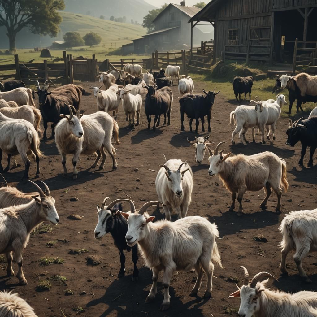 Goat Walking on a Farm: Digital Matte Painting